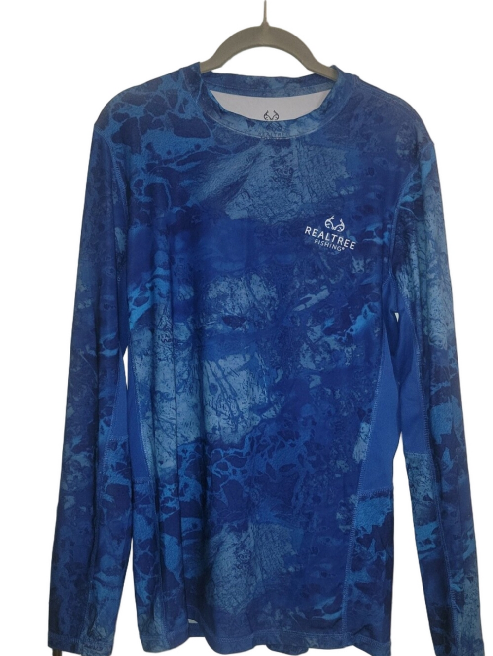 REALTREE Fishing Shirt Performance Wav3 Blue Camo Mens' Small